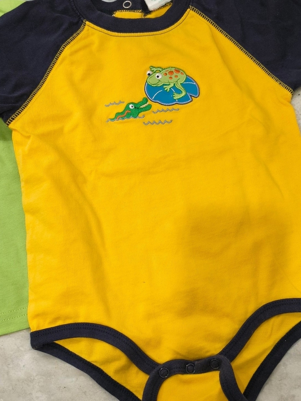 okie dokie Yellow & Navy Frog and Alligator Short-Sleeve 4-Pieces